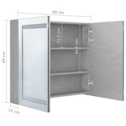 Berkfield Led Bathroom Mirror Cabinet Concrete Grey 80X12X68 Cm - thumbnail 8