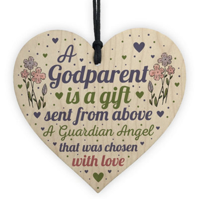 Red Ocean Godparent Gifts For Christening Wooden Heart Christmas Decoration Keepsake Plaque - image 1