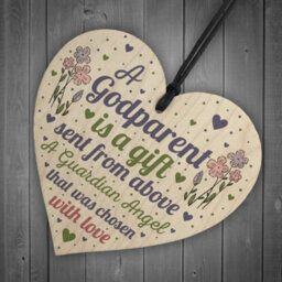 Red Ocean Godparent Gifts For Christening Wooden Heart Christmas Decoration Keepsake Plaque - thumbnail 6