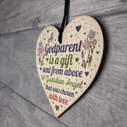 Red Ocean Godparent Gifts For Christening Wooden Heart Christmas Decoration Keepsake Plaque - thumbnail 7