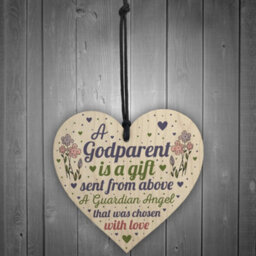 Red Ocean Godparent Gifts For Christening Wooden Heart Christmas Decoration Keepsake Plaque - thumbnail 2