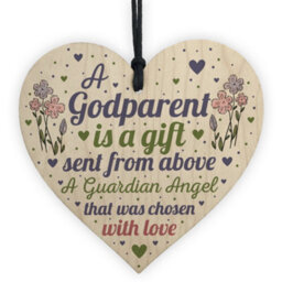 Red Ocean Godparent Gifts For Christening Wooden Heart Christmas Decoration Keepsake Plaque - thumbnail 1