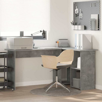 Berkfield Concrete Grey Computer Desk Concrete Grey Particle Board - image 1