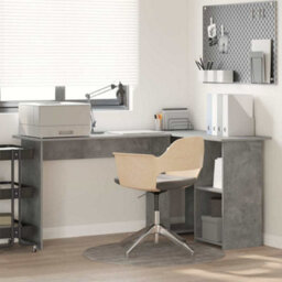 Berkfield Concrete Grey Computer Desk Concrete Grey Particle Board - thumbnail 1
