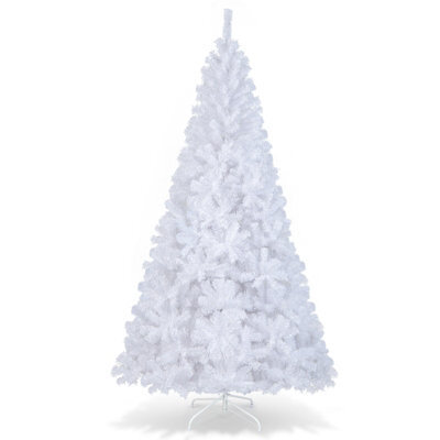 Costway 8Ft Artificial Christmas Tree White Xmas Tree With Metal Stand - image 1