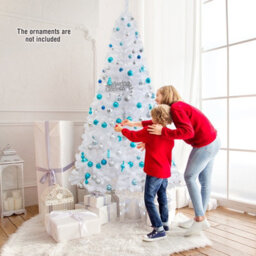 Costway 8Ft Artificial Christmas Tree White Xmas Tree With Metal Stand - thumbnail 3