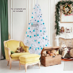 Costway 8Ft Artificial Christmas Tree White Xmas Tree With Metal Stand - thumbnail 4