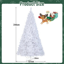 Costway 8Ft Artificial Christmas Tree White Xmas Tree With Metal Stand - thumbnail 2
