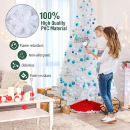 Costway 8Ft Artificial Christmas Tree White Xmas Tree With Metal Stand - thumbnail 5
