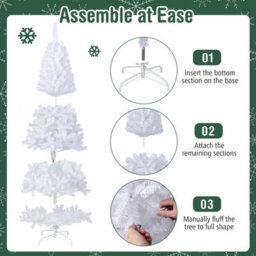 Costway 8Ft Artificial Christmas Tree White Xmas Tree With Metal Stand - thumbnail 6