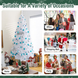 Costway 8Ft Artificial Christmas Tree White Xmas Tree With Metal Stand - thumbnail 9