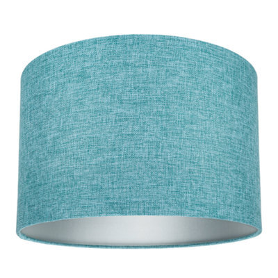 Happy Homewares Contemporary And Sleek 12 Inch Teal Linen Fabric Drum Lamp Shade 60W Maximum - image 1