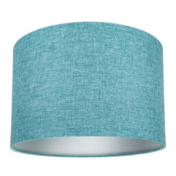 Happy Homewares Contemporary And Sleek 12 Inch Teal Linen Fabric Drum Lamp Shade 60W Maximum