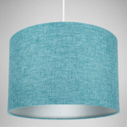 Happy Homewares Contemporary And Sleek 12 Inch Teal Linen Fabric Drum Lamp Shade 60W Maximum - thumbnail 4