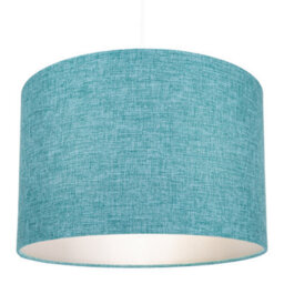 Happy Homewares Contemporary And Sleek 12 Inch Teal Linen Fabric Drum Lamp Shade 60W Maximum - thumbnail 7
