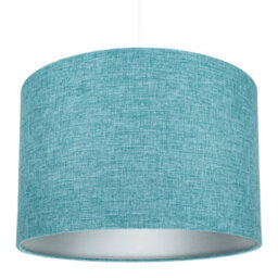 Happy Homewares Contemporary And Sleek 12 Inch Teal Linen Fabric Drum Lamp Shade 60W Maximum - thumbnail 6