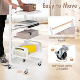 Costway 4 Tier Kitchen Utility Cart Metal Bathroom Storage Trolley W/ Adjustable Shelves - thumbnail 8