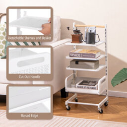 Costway 4 Tier Kitchen Utility Cart Metal Bathroom Storage Trolley W/ Adjustable Shelves - thumbnail 9