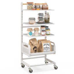 Costway 4 Tier Kitchen Utility Cart Metal Bathroom Storage Trolley W/ Adjustable Shelves