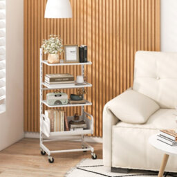 Costway 4 Tier Kitchen Utility Cart Metal Bathroom Storage Trolley W/ Adjustable Shelves - thumbnail 4