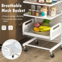 Costway 4 Tier Kitchen Utility Cart Metal Bathroom Storage Trolley W/ Adjustable Shelves - thumbnail 6