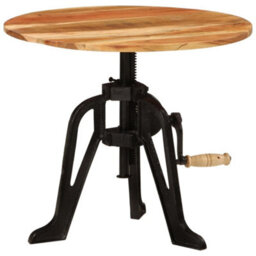 Berkfield Classic Side Table 60X(42-62) Cm Solid Wood Acacia And Cast Iron - thumbnail 2