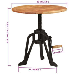 Berkfield Classic Side Table 60X(42-62) Cm Solid Wood Acacia And Cast Iron - thumbnail 6