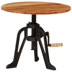 Berkfield Classic Side Table 60X(42-62) Cm Solid Wood Acacia And Cast Iron - thumbnail 7