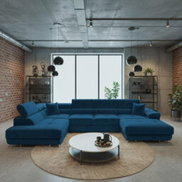 Torezio Bis U Shaped Corner Sofa Bed With Storage Chipboard Frame Polyurethane Foam Springs 346X203X70 90Cm Blue Left - thumbnail 2