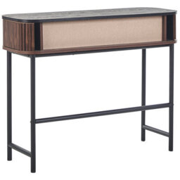 Beliani Retro Console Table 100 X 35 Cm Dark Brown With Sliding Doors And Steel Legs - thumbnail 5