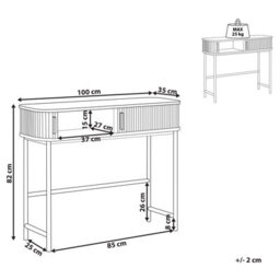 Beliani Retro Console Table 100 X 35 Cm Dark Brown With Sliding Doors And Steel Legs - thumbnail 4