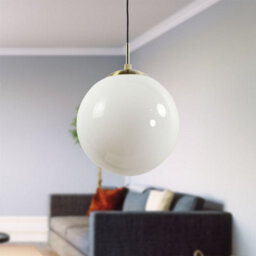 First Choice Lighting Grosvenor  - Satin Brass Pendant Light With Glass Globe - thumbnail 6