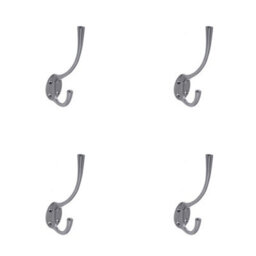 Loops 4 Pack Elegant Solid Brass Hat And Coat Hook In Dark Bronze Finish - 142mm - Wall Mounted Clothing Hook - thumbnail 1