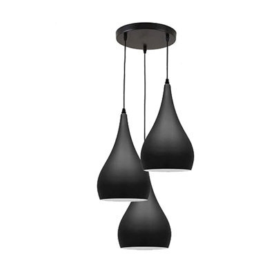 Ledsone 3 Head Black Metal Pendant Light Modern Tear Drop Ceiling Cluster E27 For Living Room - image 1