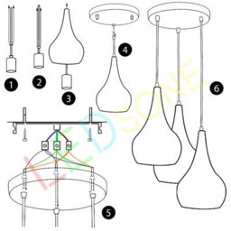 Ledsone 3 Head Black Metal Pendant Light  Modern Tear Drop Ceiling Cluster E27 For Living Room - thumbnail 5