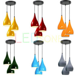 Ledsone 3 Head Black Metal Pendant Light  Modern Tear Drop Ceiling Cluster E27 For Living Room - thumbnail 6