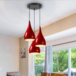 Ledsone 3 Head Black Metal Pendant Light  Modern Tear Drop Ceiling Cluster E27 For Living Room - thumbnail 7