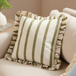 Wylder Connie Square Striped Feather Filled Cushion, Olive, 45 X 45Cm - thumbnail 1