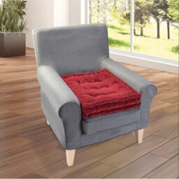 Wine Armchair Booster Cushion - Polyester Square Seat Pad Pillow With Carry Handle & Button Effect Stitching - 51 X 51 X 10Cm - thumbnail 2