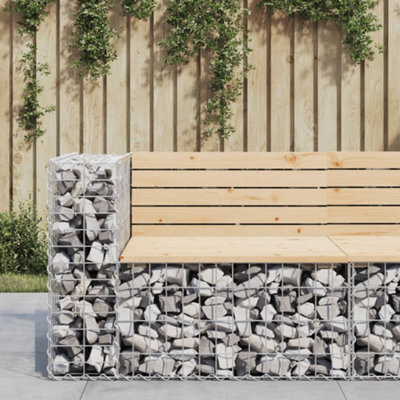 Berkfield Garden Bench Gabion Design 92X71X65.5 Cm Solid Wood Pine - image 1