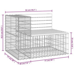 Berkfield Garden Bench Gabion Design 92X71X65.5 Cm Solid Wood Pine - thumbnail 8