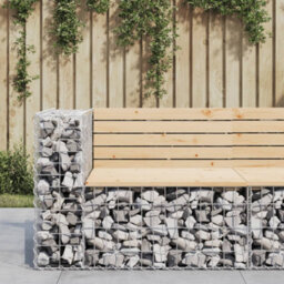 Berkfield Garden Bench Gabion Design 92X71X65.5 Cm Solid Wood Pine - thumbnail 1