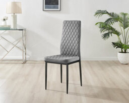 Furniturebox Uk 4 Seater Dining Set - Imperia White High Gloss Dining Table And Chairs - 4 Grey Velvet Milan Black Leg Chairs - thumbnail 6