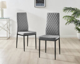 Furniturebox Uk 4 Seater Dining Set - Imperia White High Gloss Dining Table And Chairs - 4 Grey Velvet Milan Black Leg Chairs - thumbnail 8