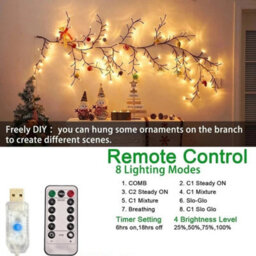 1.6M 72 Led Wall Tree Enchanted Willow Vine Lights Bendable Branch Usb Fairy Lighting - thumbnail 2