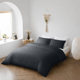 Bedlooms Charcoal Cotton Duvet Cover Set, Breathable & Anti-Allergic Bedding Pack, Super King 260X220Cm - thumbnail 7