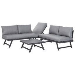 Beliani Garden Corner Sofa With Table 5 Seater Coccorino Metal Grey - thumbnail 6