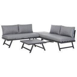 Beliani Garden Corner Sofa With Table 5 Seater Coccorino Metal Grey - thumbnail 4