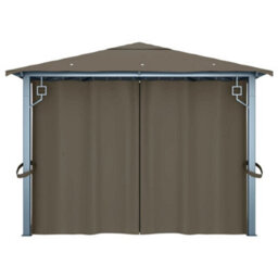 Berkfield Classic Gazebo With Curtain&led String Lights 4X3 M Taupe Aluminium - thumbnail 8