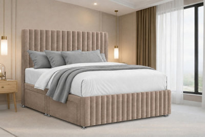 "Nexus Verona Plush Divan, Mink, 54"" Hb + 12"" Fb, No Drawers, Open Coil Mattress, Super King" - image 1